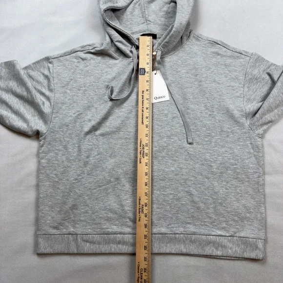 Quince SuperSoft Fleece Pullover Hoodie Heather Grey Large YATRC006 NWT - Picture 6 of 8